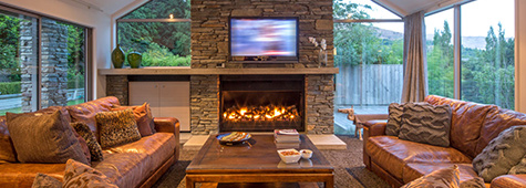 TV and Fireplace